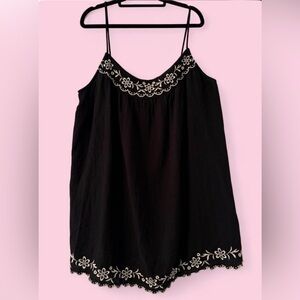 Gap Black Embroidered Flowy Dress Size XL